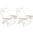 Business & Pleasure Co. Holiday Tommy Chairs - Set of 2 Reclining Backpack Beach Chairs - Antique White, 2-Pack