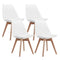 CangLong Modern Dining Chair Set, Soft Padded Shell Chair with Wood Legs for Kitchen, Dining, Bedroom, Living Room - Set of 4, White