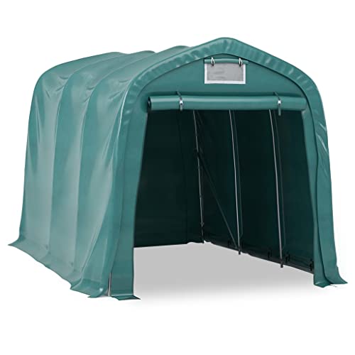 vidaXL Garage Tent Outdoor Structure Garden Lawn Patio Backyard Canopy Carport Tent Car Gazebo Vehicle Storage Marquee Tool Shed PVC Green