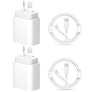 iPhone Fast Chargers [Apple MFi Certified] USB C Charger iPhone Charger Super Fast Charging 2-Pack 20W USB-C Wall Charger Plug with USB-C to Lightning Cable 1.8m for iPhone 14/13/12/11/XS/XR/8/iPad