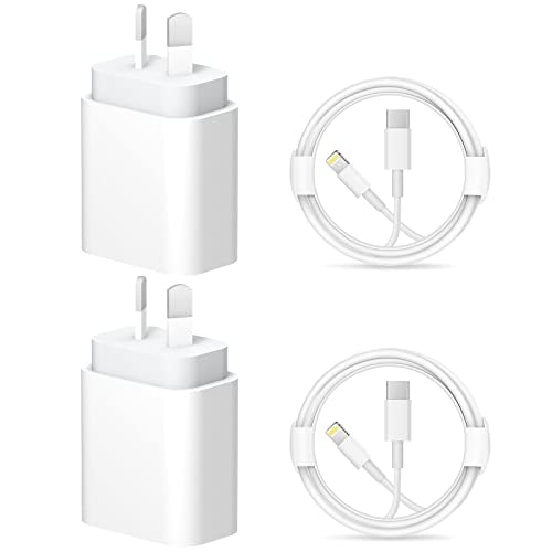 iPhone Fast Chargers [Apple MFi Certified] USB C Charger iPhone Charger Super Fast Charging 2-Pack 20W USB-C Wall Charger Plug with USB-C to Lightning Cable 1.8m for iPhone 14/13/12/11/XS/XR/8/iPad