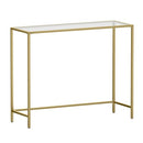 Vasagle Console Table, Tempered Glass Table, Modern Sofa or Entryway Table, Metal Frame, Sturdy, Adjustable Feet, for Living Room, Hallway, Golden