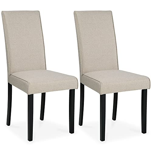 Signature Design by Ashley Upholstered Dining Chair Set of 2, Wood, Beige, 18" W x 24" D x 38" H