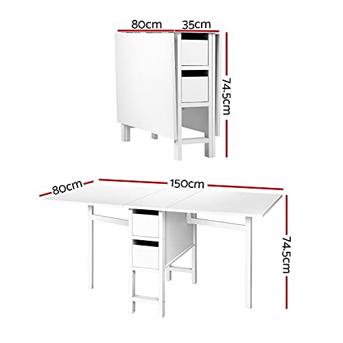 Artiss Dining Table Folding Coffee Tables Side Buffee Desk Foldable Lounge Desks Home Living Room Bedroom Kitchen Office Cafe Restaurant Furniture, Adjustable Size to 6 Seater, 150 x 80cm Wooden