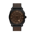 Fossil Connected Watches for Men Machine Gen 6 Hybrid Smartwatch, Microcontroller, 45MM Stainless Steel Case with a Brown Leather Strap, FTW7068