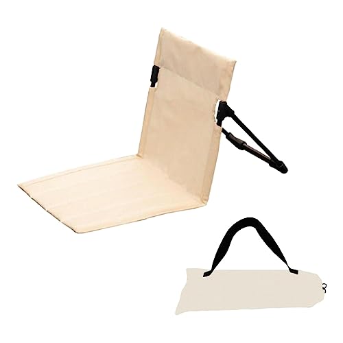 koolsoo Beach Seat Cushion Folding Chair Pad Mattress Outdoor Folding Chair Backrest Floor Chair with Back Support with Carrying Bag for Hiking,Camping,Picnic, Khaki