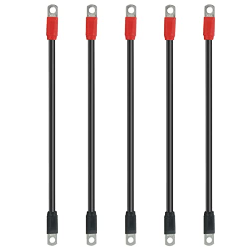 OXTOUF DS Golf Cart Battery Cable Set for Club Car 36V/48V Golf Buggies, 4 AMG Heavy Duty Flexible Battery Cables with Cast Plastic Wrapped Lugs, Durable and Easy to Bend, 5 Pcs