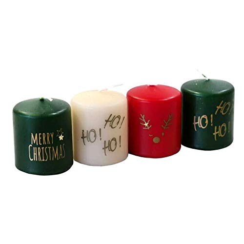 Small Christmas Candles Set - 12 Pieces - Candle Set with Lettering & Motifs - Christmas Decoration (Christmas Mix 1)