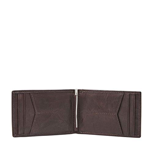 Fossil Men's Neel Leather Money Clip Bifold Wallet, brown, One Size