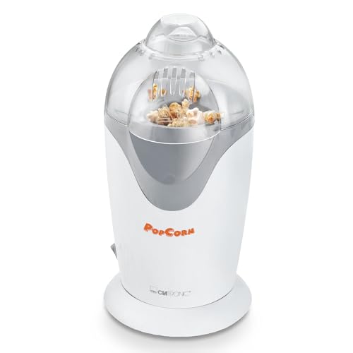 Clatronic PM 3635 Electric Popcorn Maker, Household Popcorn Machine, Quick Preparation with Portion Bowl, No Grease & Oil, 1200 Watt, White