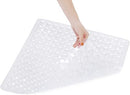 Square Shower Mat Non Slip Anti Mould - 53 x 53cm/21 x 21inch Anti Slip Shower Mat with Suction Cup, Antibacterial Rubber Bathtub Mat with Drain Holes, Machine Washable, Clear White