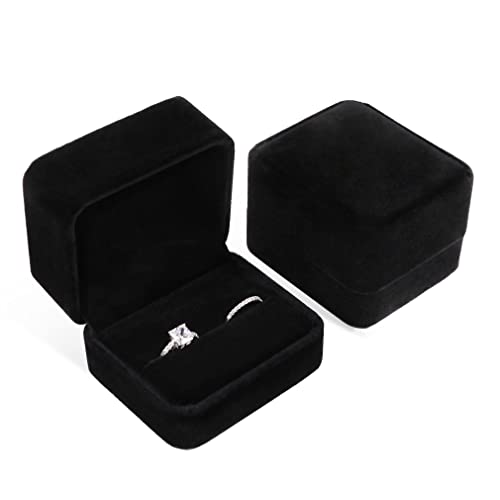 iSuperb Set of 2 Unit Classic Velvet Couple Double Ring Box Earring Jewelry Case Gift Boxes 2.7x2.7x1.6inch