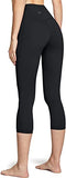 TSLA Women's Capri Yoga Pants, Workout Running Tights, 4-Way Stretch Leggings with Side Pocket FAC34-BLK Large