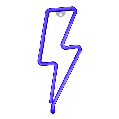 Neon Signs LED Lightning Bolt Neon Light Signs USB Operated Wall Decor for Christmas Birthday Party Light up Bar Bedroom Living Room Wedding Decoration (Blue)