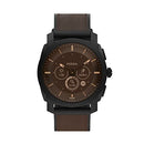 Fossil Connected Watches for Men Machine Gen 6 Hybrid Smartwatch, Microcontroller, 45MM Stainless Steel Case with a Brown Leather Strap, FTW7068
