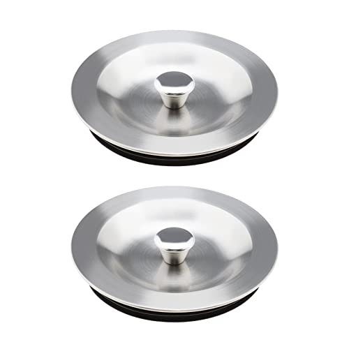 2PCS Kitchen Sink Drain Stopper 90mm 304 Stainless Steel Sealing Lid Sink Plug with Rubber Seal for 110mm Diameter Kitchen Sink Drain Hole