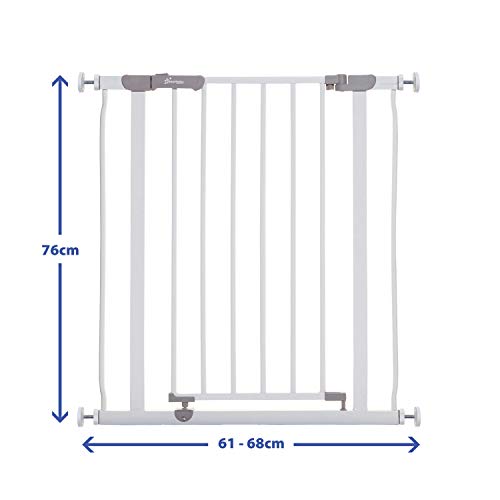 Dreambaby Ava Slimline Baby Safety Gate - Secure & Extendable Pressure Mounted Gate for Stairs and Dogs - 61-68cm Wide & 76cm Tall - White
