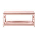 Convenience Concepts Oxford Coffee Table with Shelf, Blush Pink