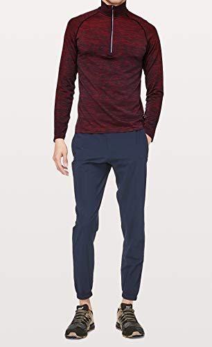 Lululemon Mens Metal Vent Tech 1/2 Zip Long Sleeve Shirt, Womens, Spicy Red/True Navy, Small