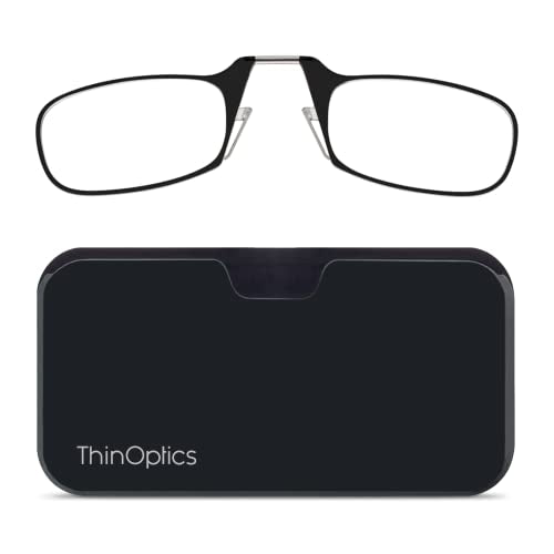 ThinOptics Reading Glasses And Pod Case 1.00 Strength Black Frames, Black Case