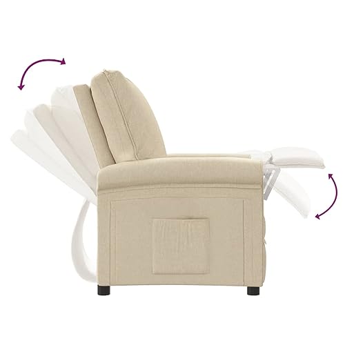 vidaXL Recliner Chair, Armchair with Adjustable Backrest and Footrest, Single Sofa Chair for Living Room Bedroom, Chaise Lounge, Cream Fabric