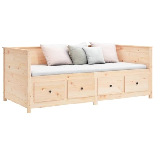 vidaXL Solid Wood Pine Day Bed Living Room Bedroom Furniture Wooden Sleepover Overnight Bed Sofa Couch Occasional Bed Seating 80x200 cm