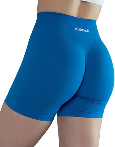 AUROLA Intensify Workout Shorts for Women Seamless Scrunch Short Gym Yoga Running Sport Active Exercise Fitness Shorts,Size S Diva Blue