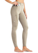 Willit Women's Riding Pants Full Seat Silicone Breeches Equestrian Horseback Riding Tights with Zipped Pocket Khaki M