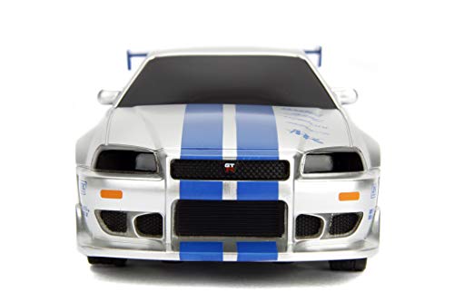 Jada Toys Fast & Furious 1:24 2002 Nissan GT-R R34 Remote Control Car RC with 2.4GHz, Toys for Kids and Adults (99371)