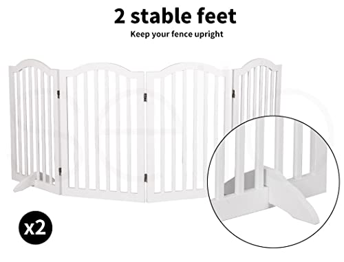 PaWz Wooden Pet Gate Dog Fence Safety Stair Barrier Security Door 4 Panels White