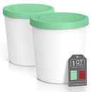 AYHOJIO Cream Containers for Homemade Ice Cream (2 Pcs) - Reusable Ice Cream Storage Containers for Freezer - Leak-Free Ice Cream Containers with Silicone Lids (Green) - 1 L per Ice Cream Container