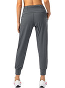 Soothfeel Women's Joggers with Zipper Pockets High Waisted Athletic Workout Yoga Pants Joggers for Women, Dark Grey, Medium