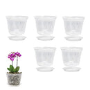 Clear Orchid Pots with Holes and Saucers,Flower Pots for Indoor Outdoor (5 Set Clear)