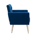 Olela Accent Chair Set of 2,Velvet Armchair Single Sofa Modern Tufted Upholstered Side Reading Chairs with Arm and Gold Metal Leg for Living Room Bedroom Club Nursery Office Decorate(2, Navy)