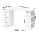 ADVWIN Simple Computer Desk with 3 Drawers Open Shelf Ample Storage Workstation 110 x 50cm Desk Top for Small Home Office Study Gaming Table, White