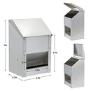 ZHEQOGZH Stainless Steel Hanging Chicken Feeder with Lid No Waste Weatherproof Metal Automatic Poultry Feeder Wall Mount Outdoor Chicken Coop Food Dispenser Feeder for Chickens Ducks (10Lbs)