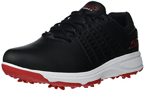 Skechers Men's Torque Waterproof Golf Shoe, Black/Red Sole, 12.5 Wide