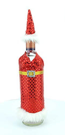 Shatchi 6174-CHRISTMAS-BOTTLE-COVER-WOMEN-1PK Christmas Wine Bottle Cover Gift Bags Lady Santa Xmas Party Home Bar Restaurants Pub Décor Table Decorations, Red/White