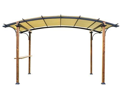 OLILAWN Pergola 8.5' X 13', Steel Arched Canopy with Sturdy Rust-Resistant Powder-Coated Steel Frame,Outdoor Gazebo with Sun Shade Canopy, Easy Assembly, for Patio, Backyard, Garden Activities