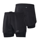 Lixada Men's 2-in-1 Running Shorts Quick Drying Breathable Active Training Exercise Jogging Cycling Shorts, Black, Large