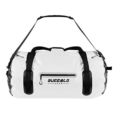 Buffalo Gear Drybag 40L 60L 80L Waterproof Duffle Travel Duffel Dry Bag  Heavy Duty Bag for Kayaking, Rafting, Boating, Fishing,Camping (Black, 80L)