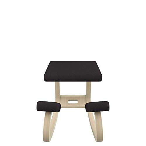 (Black Revive Fabric with Natural Ash Base) - Varier Variable Balans Original Kneeling Chair Designed by Peter Opsvik (Black Revive Fabric with Natural Ash Base)