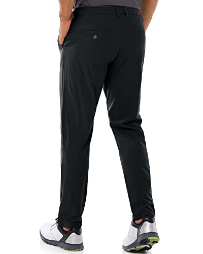 33,000ft Men's Golf Pants with 5 Pockets Classic-Fit Stretch Quick Dry Lightweight UPF 50+ Hiking Pants for Golfing, Black 34W*32L