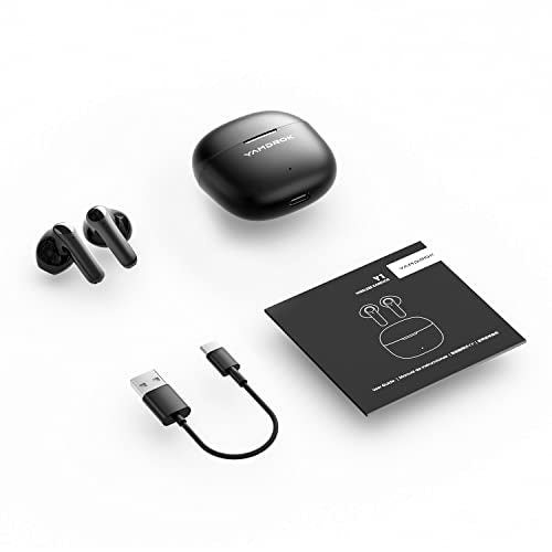 Yamdrok Y1 Bluetooth 5.3 Earphones, 13mm Driver Stereo Sound Deep Bass, 4 Mics Call Noise Cancelling Wireless Earbuds, Semi in-Ear Headphones, Game Mode, Touch Control, 30H, for Andriod/iOS (Black)