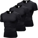 SPVISE 3 Pack Men's Athletic Compression Shirts Short Sleeve Workout T-Shirt Top Cool Dry Sport Baselayer Running Undershirts, Black*3, Small