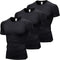 SPVISE 3 Pack Men's Athletic Compression Shirts Short Sleeve Workout T-Shirt Top Cool Dry Sport Baselayer Running Undershirts, Black*3, Small
