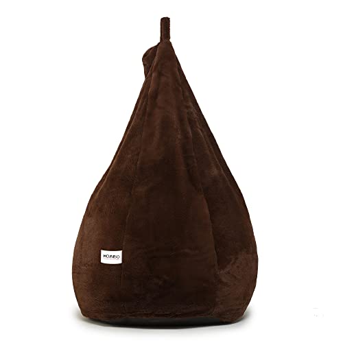 HOMESO Teardrop Shape Faux 5XL Fur Bean Bag Chair for Adults & Kids [No Filling] (Brown)