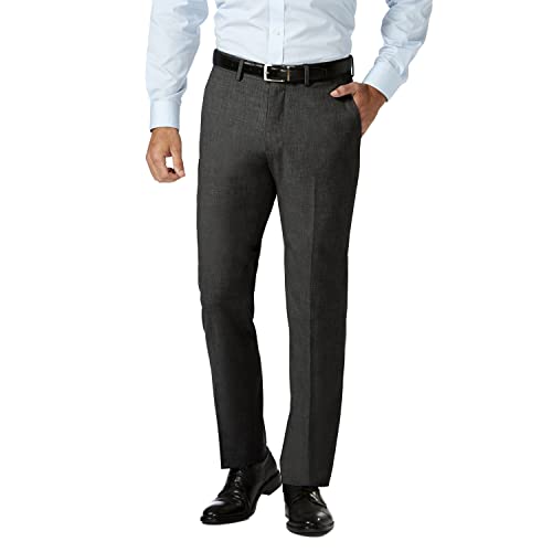 Haggar Mens HD00660 J.m Stretch Superflex Waist Slim Fit Flat Front Dress Pant Casual Pants - Gray - 33W x 30L
