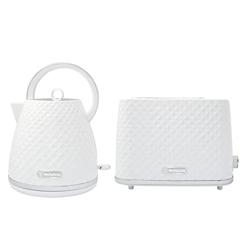Westinghouse Electric 1.7L 2200W Kettle & 930W 2 Slice Bread Toaster Set White