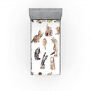 Ambesonne Cat Fitted Sheet, Illustration of Funny Playful Cats on Plain Background Animals Kitten Pattern, Soft Decorative Fabric Bedding All-Round Elastic Pocket, Twin Size, Black Beige